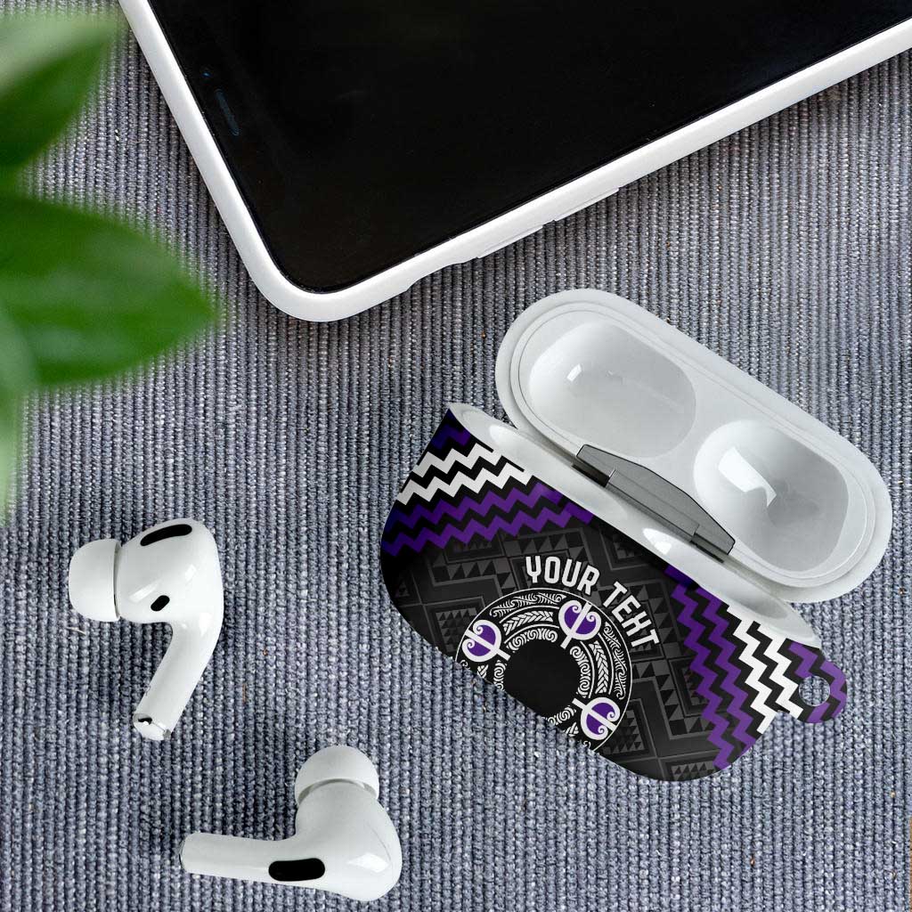Personalised Aotearoa Niho Taniwha Motif AirPods Case Violet Style - Aussie Hoodie