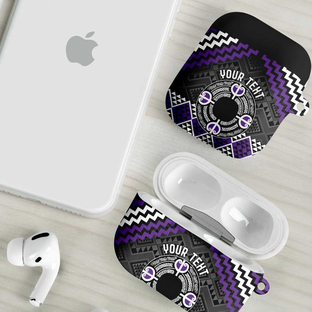 Personalised Aotearoa Niho Taniwha Motif AirPods Case Violet Style - Aussie Hoodie