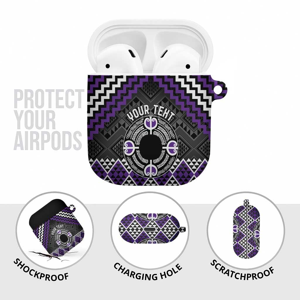 Personalised Aotearoa Niho Taniwha Motif AirPods Case Violet Style - Aussie Hoodie