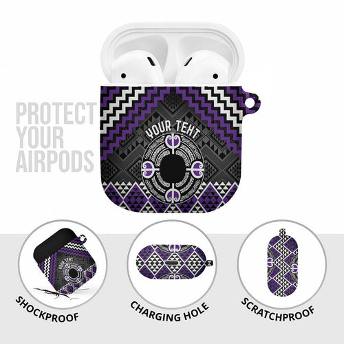 Personalised Aotearoa Niho Taniwha Motif AirPods Case Violet Style - Aussie Hoodie
