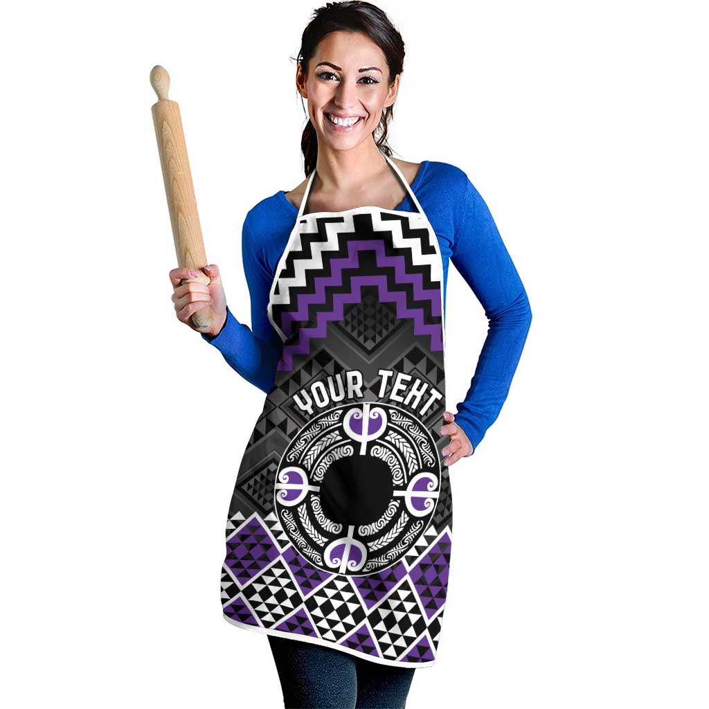 Personalised Aotearoa Niho Taniwha Motif Apron Violet Style - Aussie Hoodie