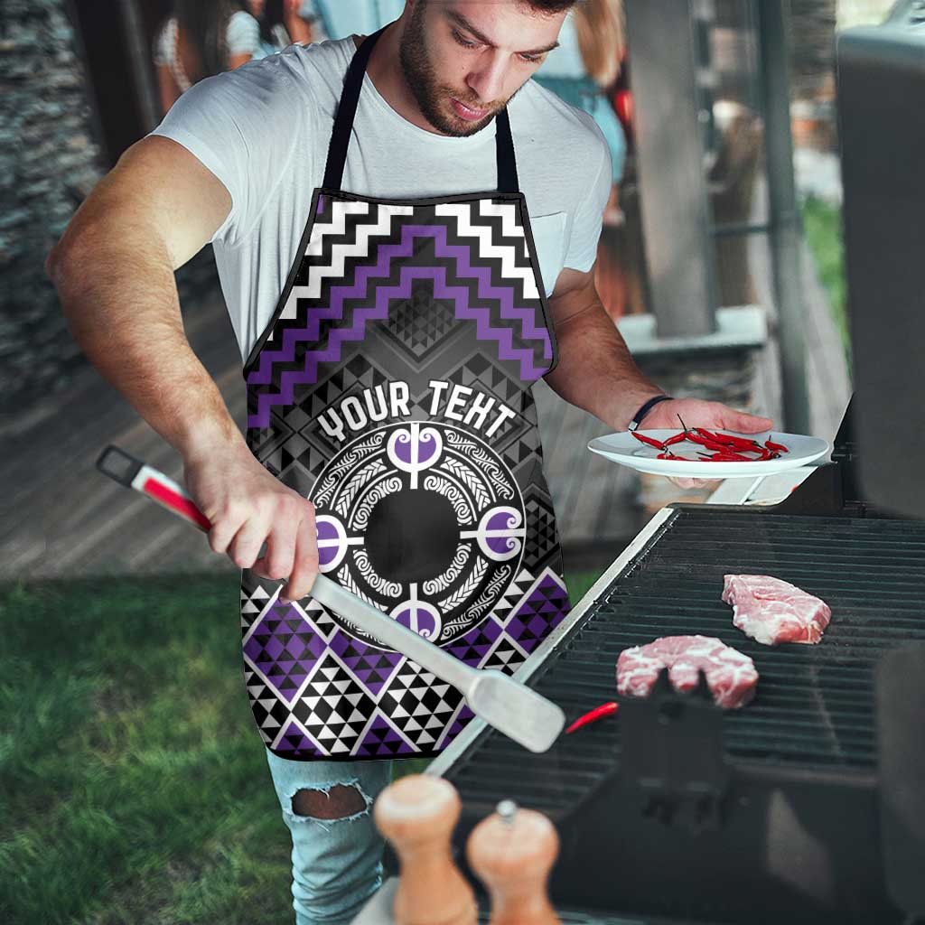 Personalised Aotearoa Niho Taniwha Motif Apron Violet Style - Aussie Hoodie