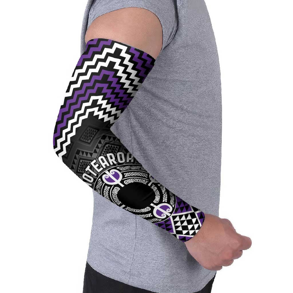 Personalised Aotearoa Niho Taniwha Motif Arm Sleeves Violet Style - Aussie Hoodie