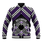 Personalised Aotearoa Niho Taniwha Motif Baseball Jacket Violet Style