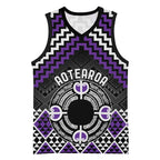 Personalised Aotearoa Niho Taniwha Motif Basketball Jersey Violet Style - Aussie Hoodie