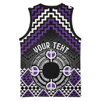 Personalised Aotearoa Niho Taniwha Motif Basketball Jersey Violet Style - Aussie Hoodie