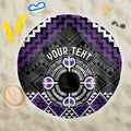 Personalised Aotearoa Niho Taniwha Motif Beach Blanket Violet Style