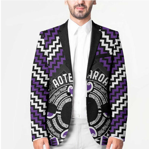 Personalised Aotearoa Niho Taniwha Motif Blazer Violet Style - Aussie Hoodie