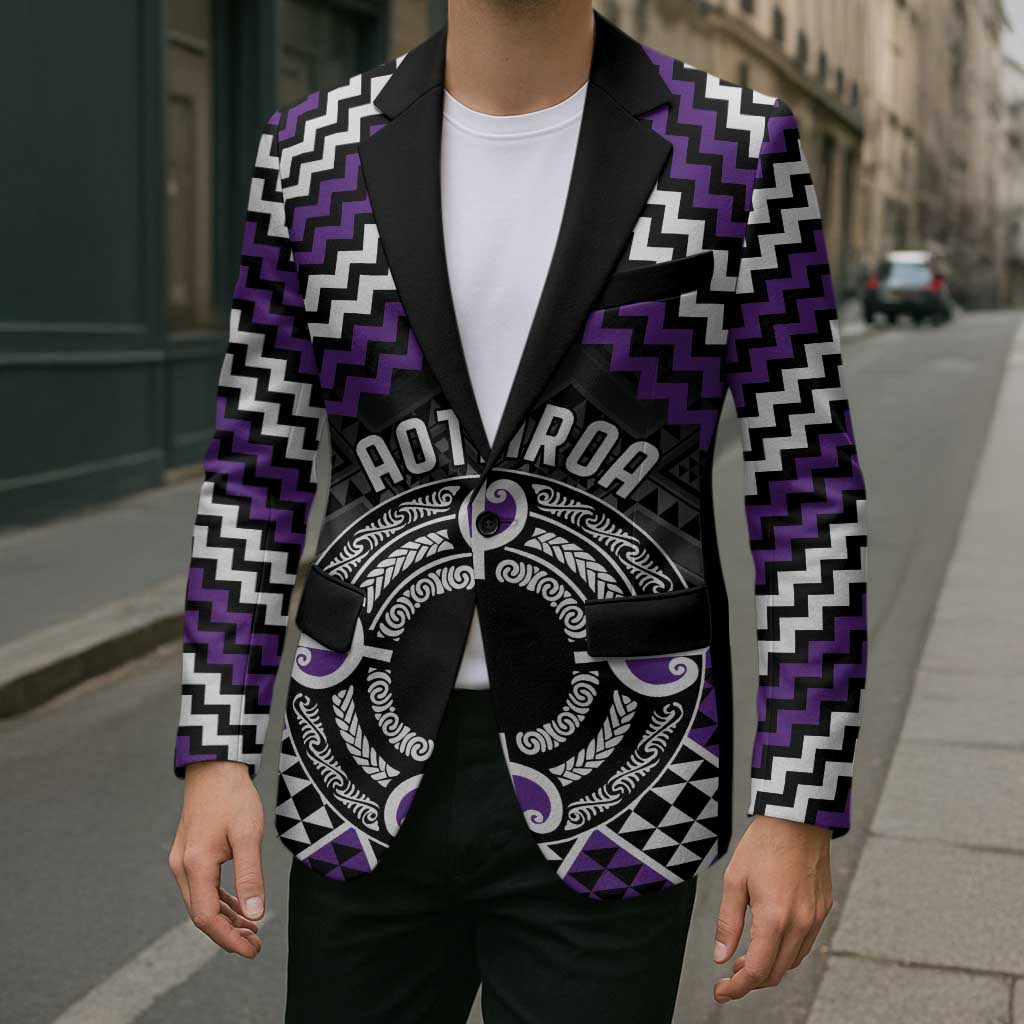 Personalised Aotearoa Niho Taniwha Motif Blazer Violet Style - Aussie Hoodie