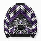 Personalised Aotearoa Niho Taniwha Motif Bomber Puffer Jacket Violet Style - Aussie Hoodie