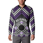Personalised Aotearoa Niho Taniwha Motif Button Sweatshirt Violet Style