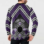 Personalised Aotearoa Niho Taniwha Motif Button Sweatshirt Violet Style