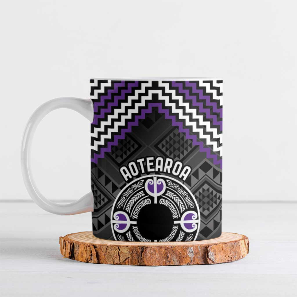 Personalised Aotearoa Niho Taniwha Motif Ceramic Mug Violet Style - Aussie Hoodie