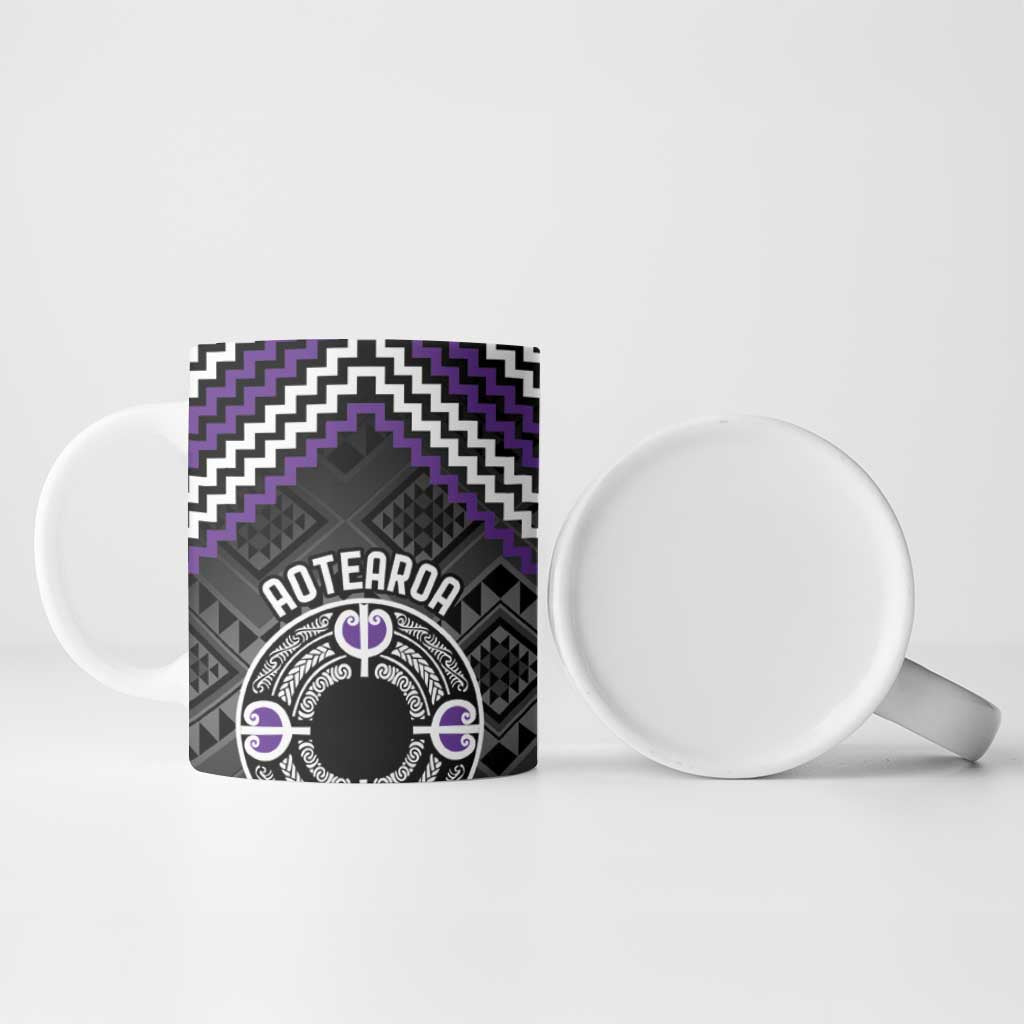Personalised Aotearoa Niho Taniwha Motif Ceramic Mug Violet Style - Aussie Hoodie