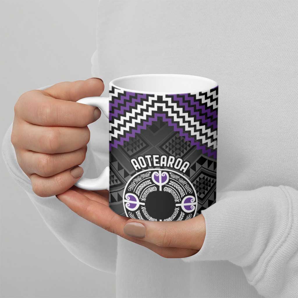 Personalised Aotearoa Niho Taniwha Motif Ceramic Mug Violet Style - Aussie Hoodie