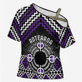 Personalised Aotearoa Niho Taniwha Motif Cross Shoulder Shirt Violet Style - Aussie Hoodie