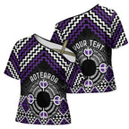 Personalised Aotearoa Niho Taniwha Motif Cross Shoulder Shirt Violet Style - Aussie Hoodie