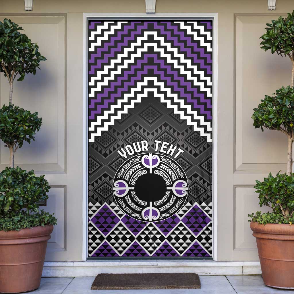 Personalised Aotearoa Niho Taniwha Motif Door Cover Violet Style - Aussie Hoodie