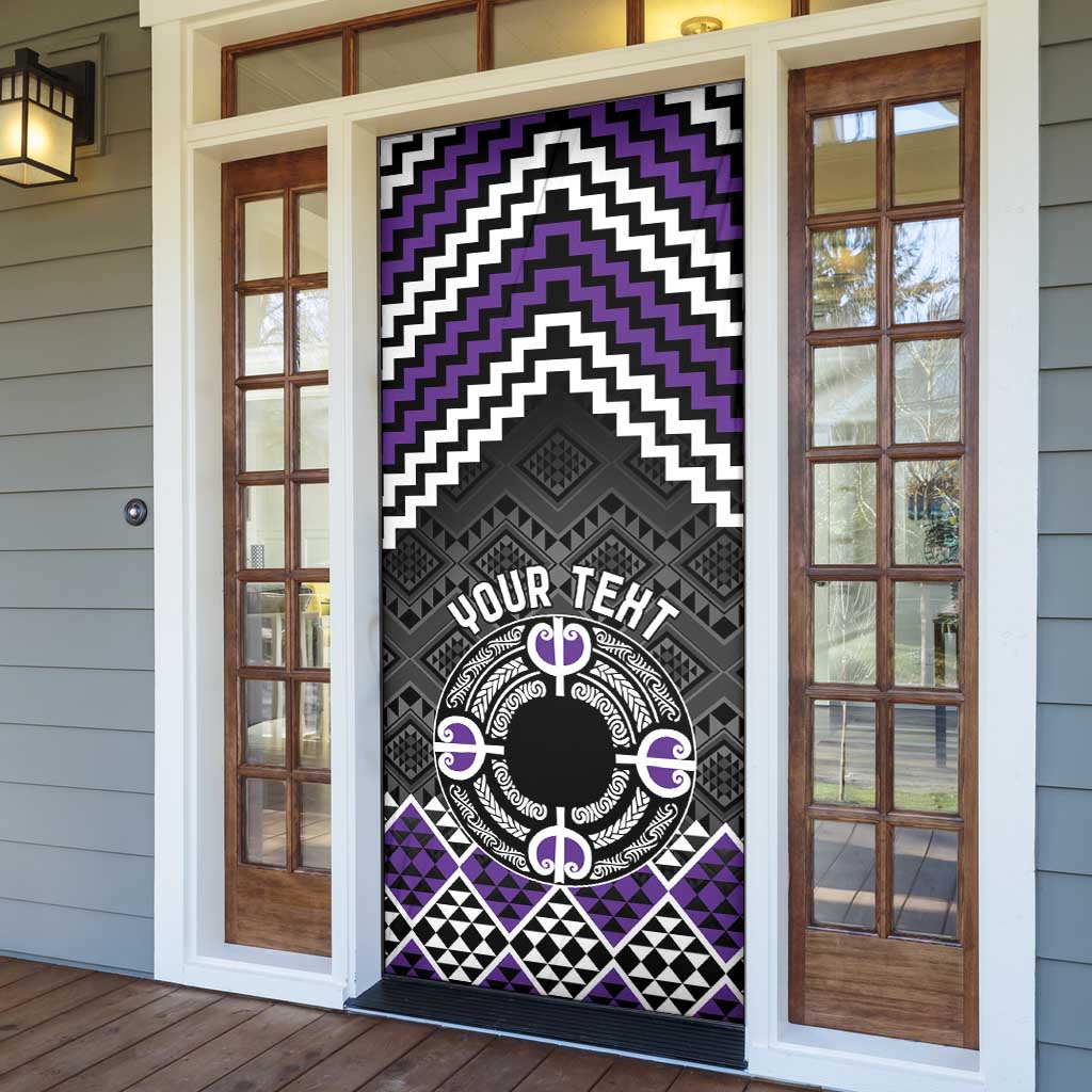 Personalised Aotearoa Niho Taniwha Motif Door Cover Violet Style - Aussie Hoodie