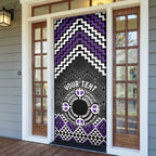 Personalised Aotearoa Niho Taniwha Motif Door Cover Violet Style - Aussie Hoodie