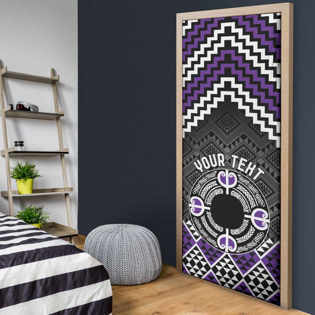 Personalised Aotearoa Niho Taniwha Motif Door Cover Violet Style - Aussie Hoodie