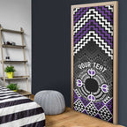 Personalised Aotearoa Niho Taniwha Motif Door Cover Violet Style - Aussie Hoodie