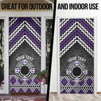Personalised Aotearoa Niho Taniwha Motif Door Cover Violet Style - Aussie Hoodie