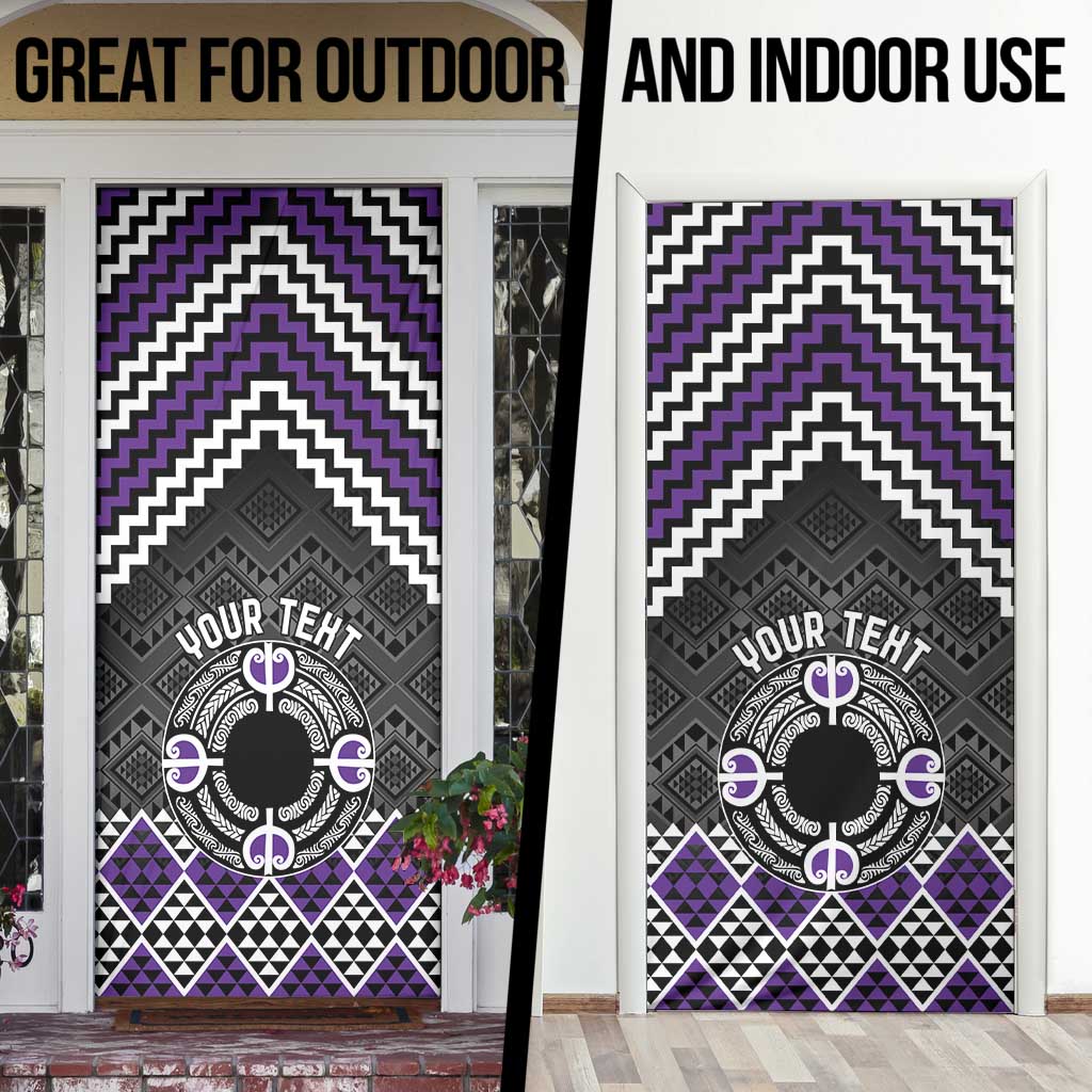 Personalised Aotearoa Niho Taniwha Motif Door Cover Violet Style - Aussie Hoodie