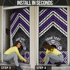 Personalised Aotearoa Niho Taniwha Motif Door Cover Violet Style - Aussie Hoodie