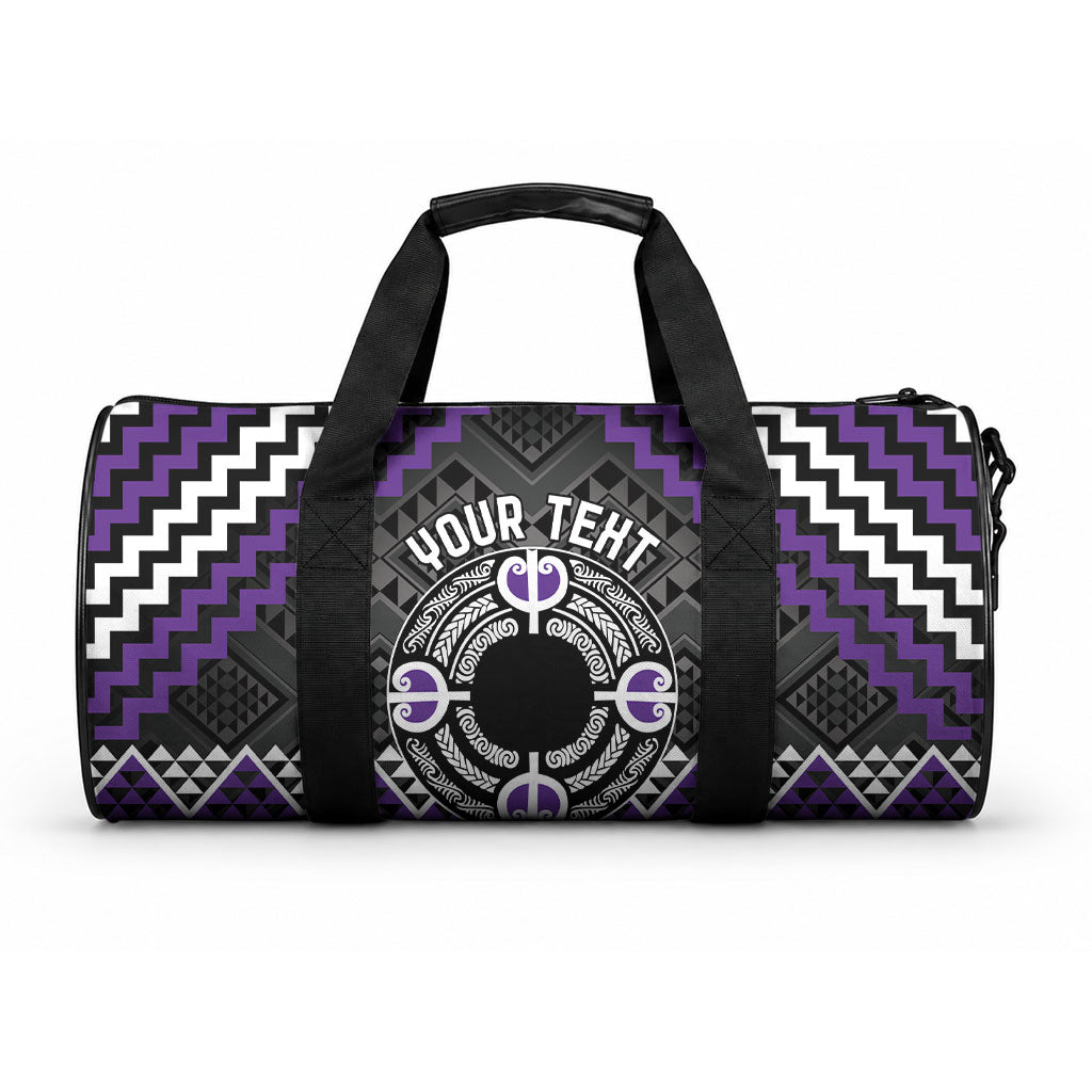 Personalised Aotearoa Niho Taniwha Motif Duffle Bag Violet Style