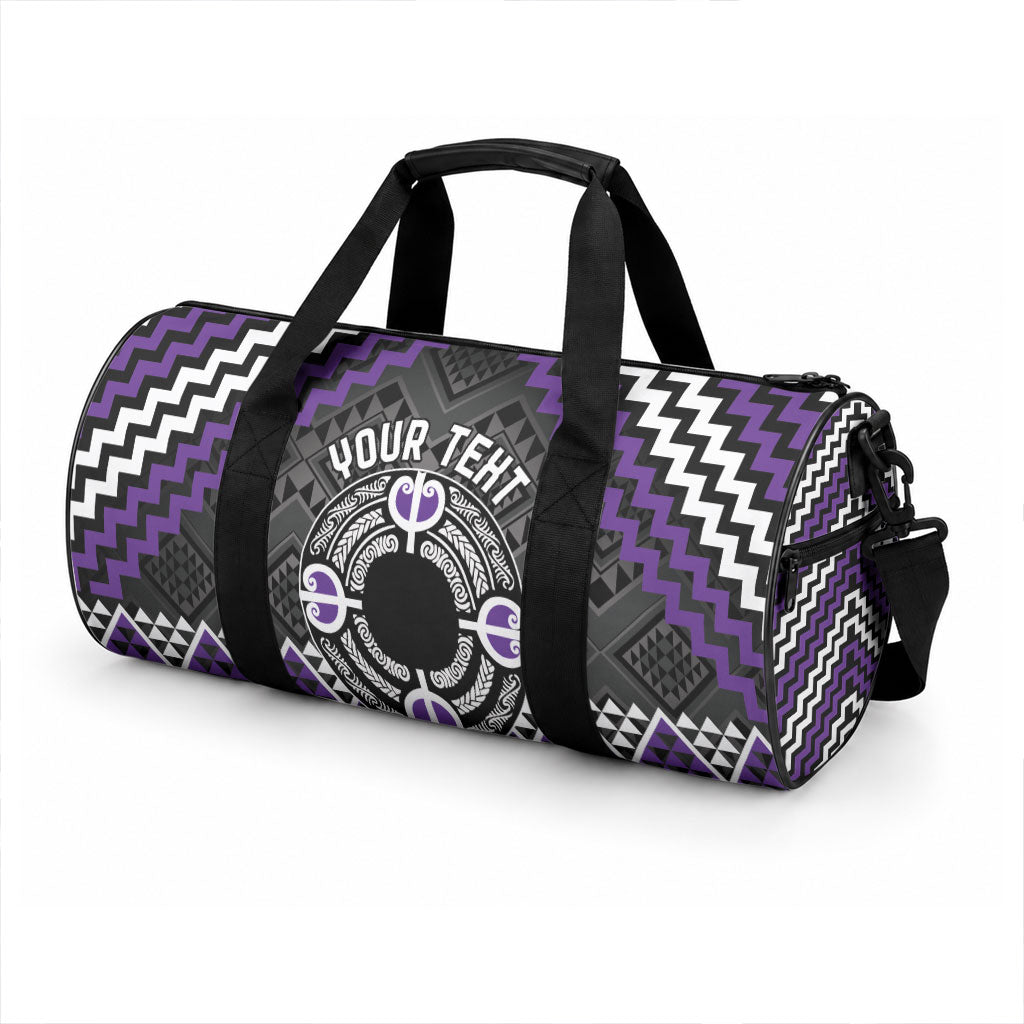 Personalised Aotearoa Niho Taniwha Motif Duffle Bag Violet Style