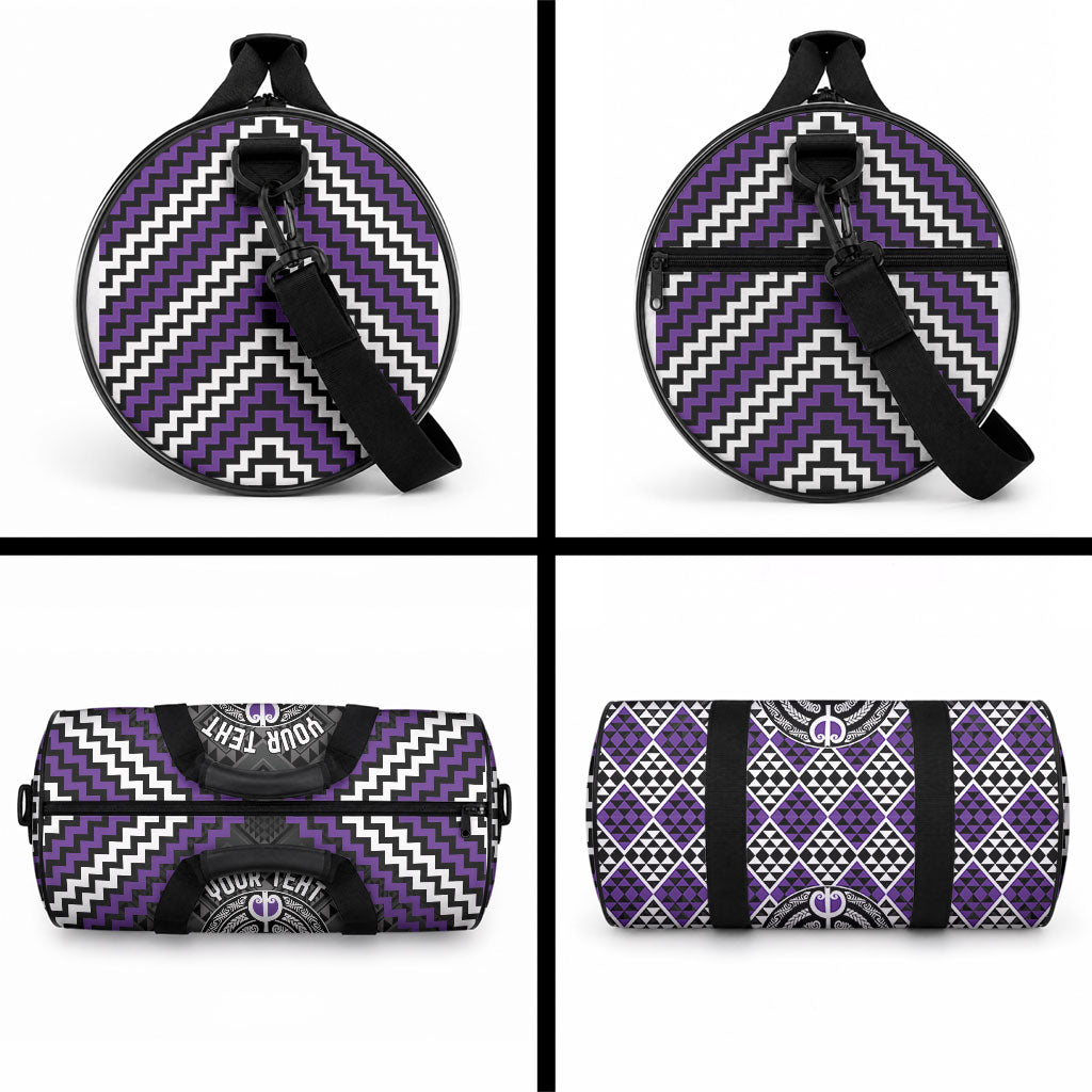 Personalised Aotearoa Niho Taniwha Motif Duffle Bag Violet Style