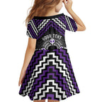 Personalised Aotearoa Niho Taniwha Motif Family Matching Puletasi and Hawaiian Shirt Violet Style
