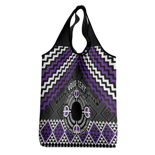 Personalised Aotearoa Niho Taniwha Motif Grocery Bag Violet Style