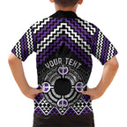 Personalised Aotearoa Niho Taniwha Motif Hawaiian Shirt Violet Style