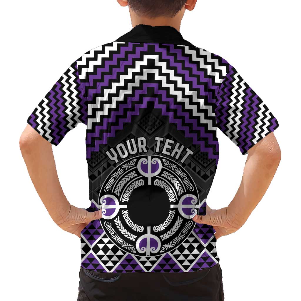 Personalised Aotearoa Niho Taniwha Motif Hawaiian Shirt Violet Style