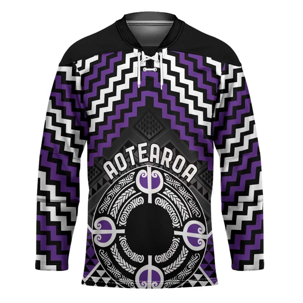 Personalised Aotearoa Niho Taniwha Motif Hockey Jersey Violet Style - Aussie Hoodie