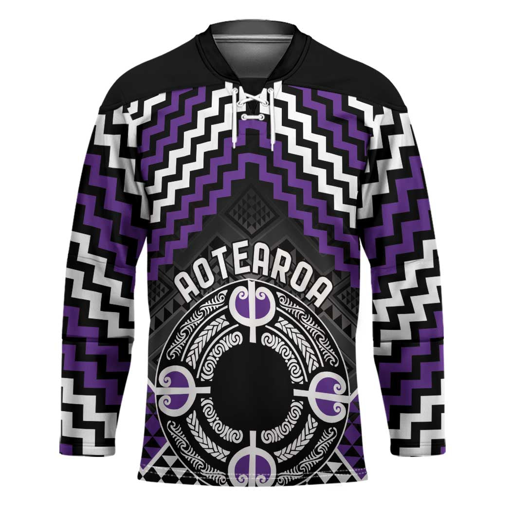 Personalised Aotearoa Niho Taniwha Motif Hockey Jersey Violet Style - Aussie Hoodie