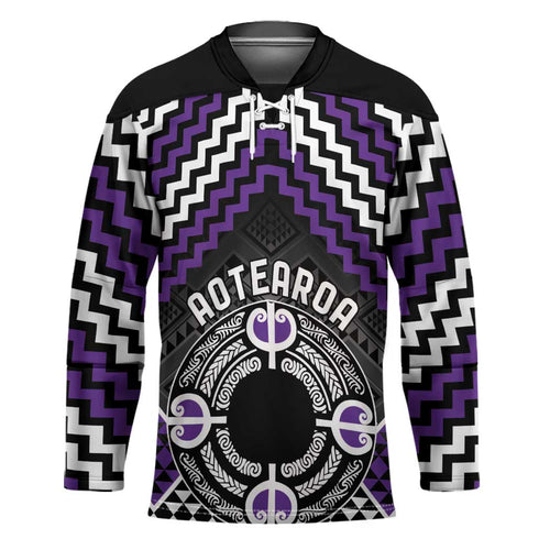 Personalised Aotearoa Niho Taniwha Motif Hockey Jersey Violet Style - Aussie Hoodie