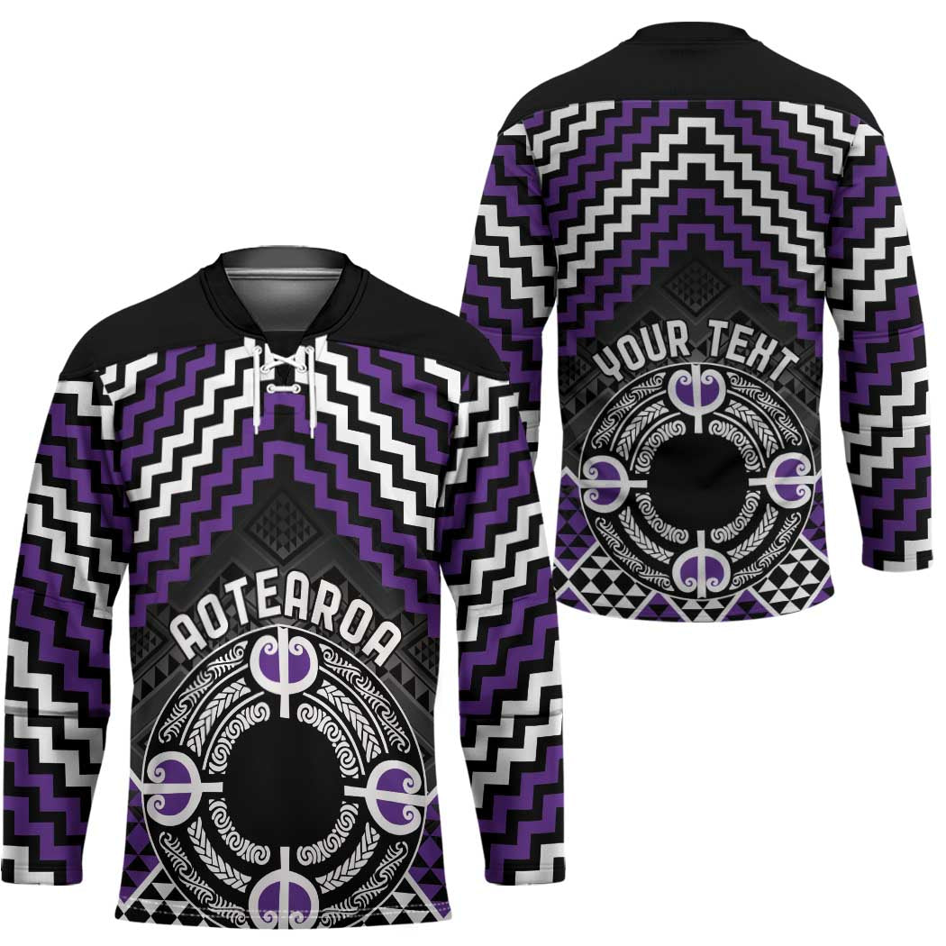 Personalised Aotearoa Niho Taniwha Motif Hockey Jersey Violet Style - Aussie Hoodie