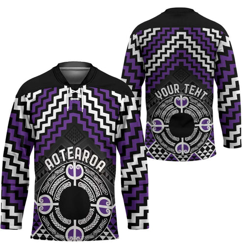 Personalised Aotearoa Niho Taniwha Motif Hockey Jersey Violet Style - Aussie Hoodie