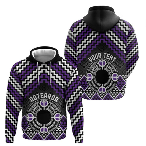 Personalised Aotearoa Niho Taniwha Motif Hoodie Violet Style