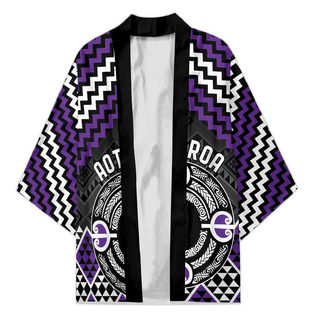 Personalised Aotearoa Niho Taniwha Motif Kimono Violet Style - Aussie Hoodie