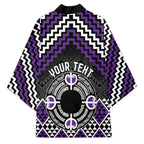 Personalised Aotearoa Niho Taniwha Motif Kimono Violet Style - Aussie Hoodie