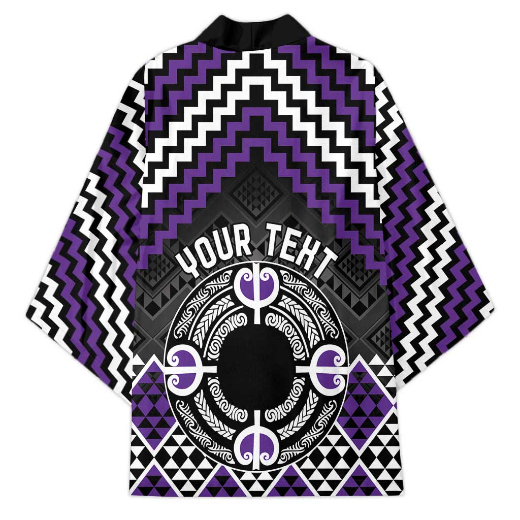 Personalised Aotearoa Niho Taniwha Motif Kimono Violet Style - Aussie Hoodie