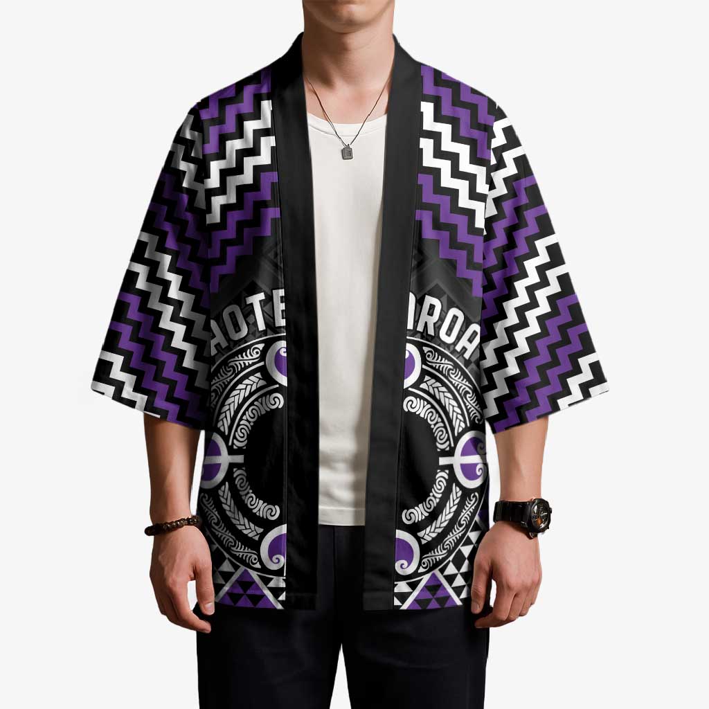 Personalised Aotearoa Niho Taniwha Motif Kimono Violet Style - Aussie Hoodie