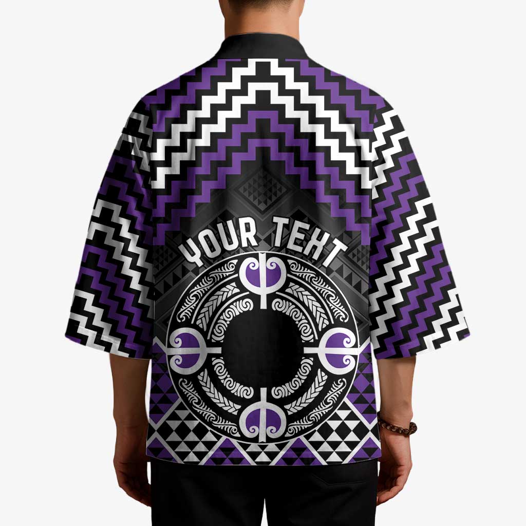 Personalised Aotearoa Niho Taniwha Motif Kimono Violet Style - Aussie Hoodie