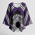 Personalised Aotearoa Niho Taniwha Motif Kimono Sleeve Blouse Violet Style - Aussie Hoodie
