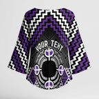Personalised Aotearoa Niho Taniwha Motif Kimono Sleeve Blouse Violet Style - Aussie Hoodie