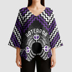 Personalised Aotearoa Niho Taniwha Motif Kimono Sleeve Blouse Violet Style - Aussie Hoodie